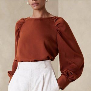 NWT Banana Republic Ruched- Sleeve Blouse - size XL